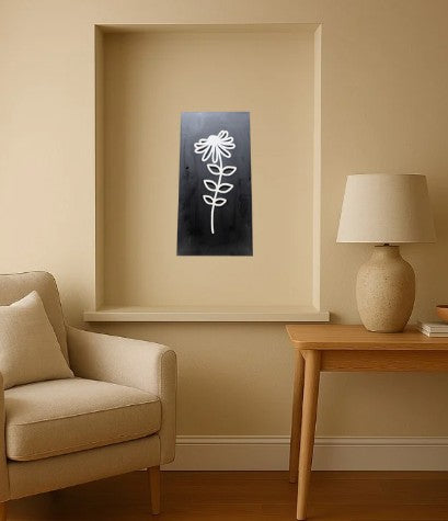 White on black inlayed flower